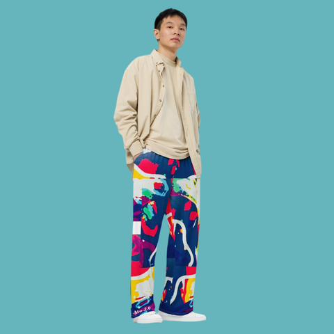 ‘Two Halves' All-Over Print, Unisex Wide-Leg Lounge Pants