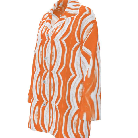 'Orange Swirl' Women's Luxury Pajama Shirt