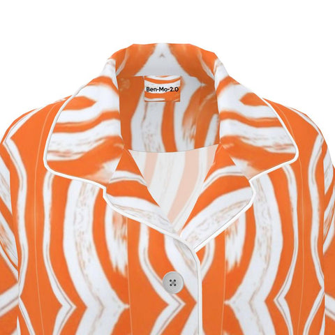 'Orange Swirl' Women's Luxury Pajama Shirt
