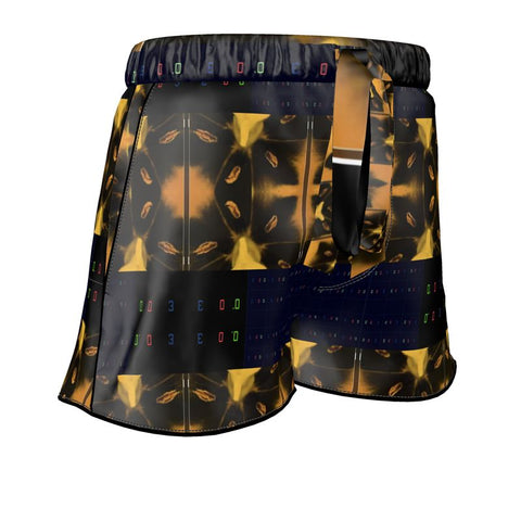 'Blackout-Blueprint' Stamen Women's Luxury Pajama Shorts