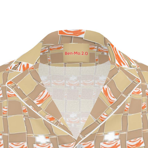 'Orange Swirl On The Beach' Men's Pajama-Lounge Luxury Shirt