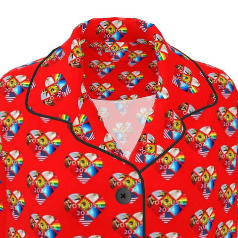 ‘American Dreams’ Red Women's Luxury Pajama Shirt