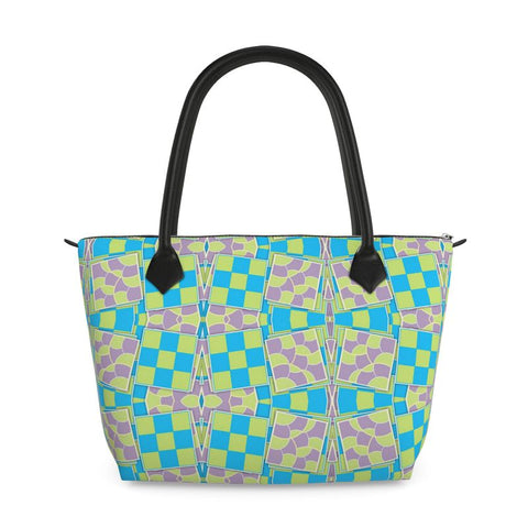 ‘Irish Tee’ Checkerboard' Zip Top Handbag