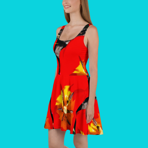 'Dua Tulipa' All-Over Print Skater Dress
