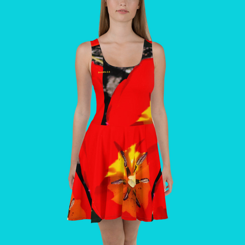 'Dua Tulipa' All-Over Print Skater Dress