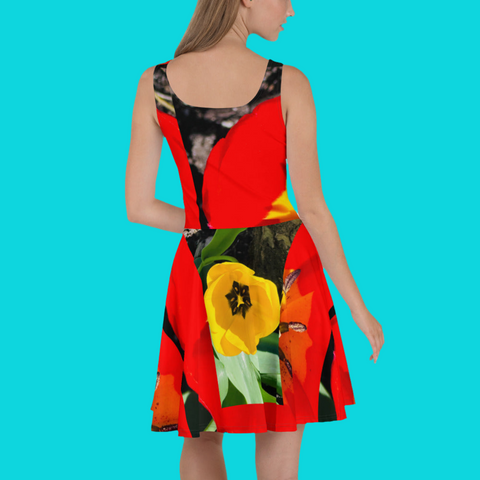 'Dua Tulipa' All-Over Print Skater Dress