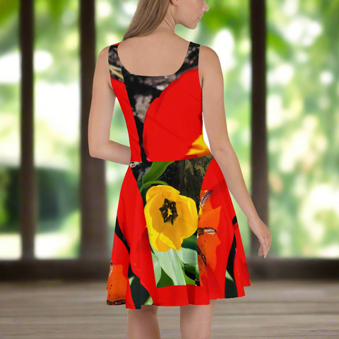 'Dua Tulipa' All-Over Print Skater Dress