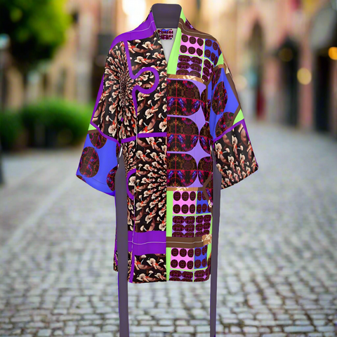 'Purple Peacock-Hot Wired’ Hybrid Kimono Unisex Kimono