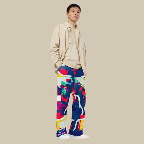 ‘Two Halves' All-Over Print, Unisex Wide-Leg Lounge Pants
