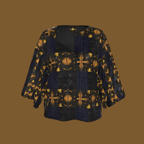 'Blackout-Blueprint' Stamen Kimono Jacket