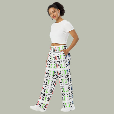 'Logo' All-Over Print Unisex Wide-Leg Lounge Pants