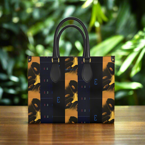 'Blackout-Blueprint' Stamen  Leather Shopper Bag