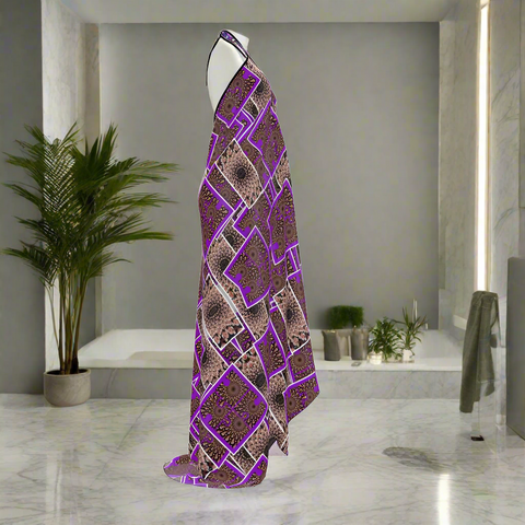 'Purple Peacock-Deco' Halterneck Backless Dress