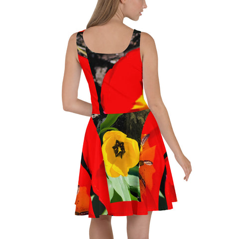 'Dua Tulipa' All-Over Print Skater Dress