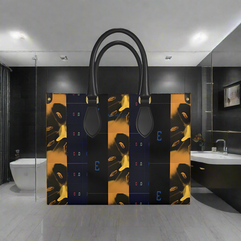 'Blackout-Blueprint' Stamen  Leather Shopper Bag