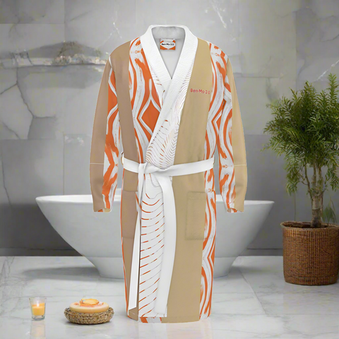 'Orange Swirl On The Beach' Dressing Gown