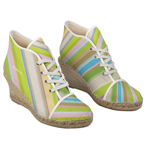 Clover Striper Wedge Espadrille Shoes