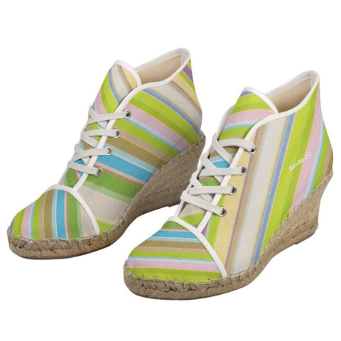 Clover Striper Wedge Espadrille Shoes