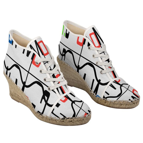 'Logo Arte' Women’s Hi-Top Lace-Up Espadrille Wedges