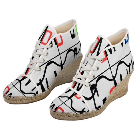'Logo Arte' Women’s Hi-Top Lace-Up Espadrille Wedges