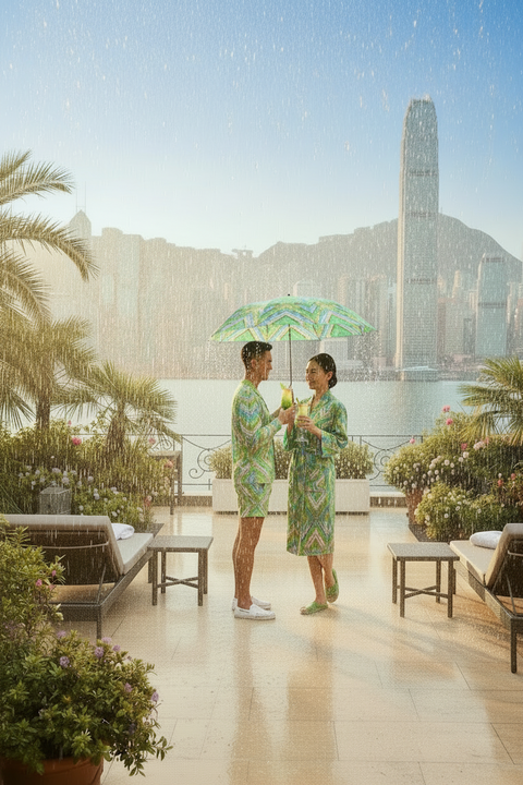'Clover Stripper' Large Umbrella