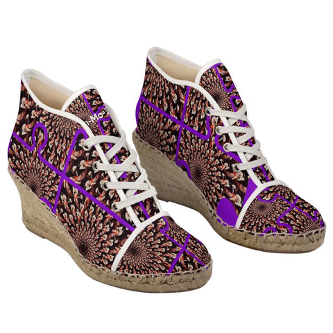 'Purple Peacock' Espadrille Wedges