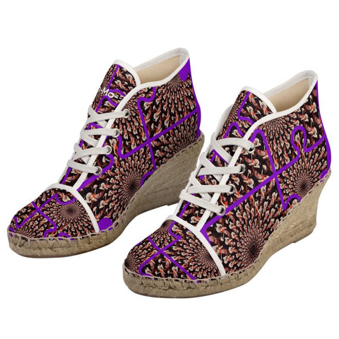 'Purple Peacock' Espadrille Wedges