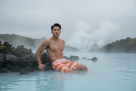 'Orange Swirl' Men's Swimming Shorts