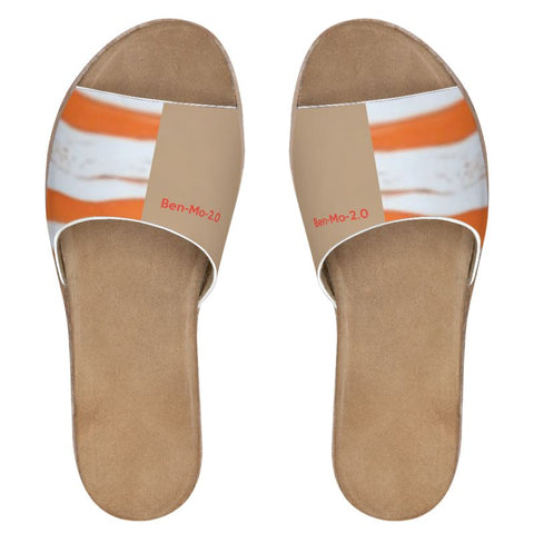 'Orange Swirl' On the Beach Women's Leather Slides