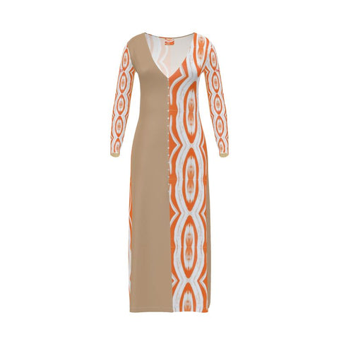 'Orange Swirl: On the Beach' Women's Maxi Cardigan