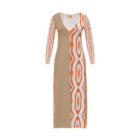 ‘Orange Swirl On The Beach’ On the Beach' Women's Maxi Cardigan