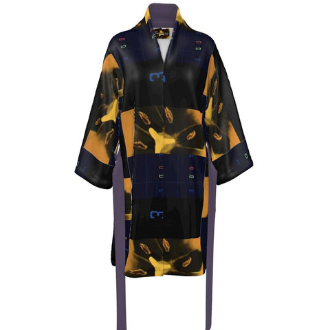 'Blackout-Blueprint Stamen’ Unisex Kimono
