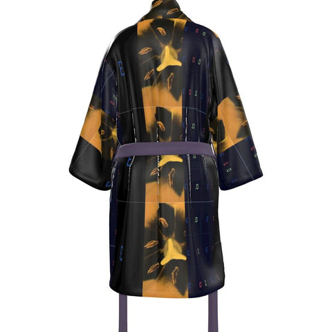 'Blackout-Blueprint Stamen’ Unisex Kimono