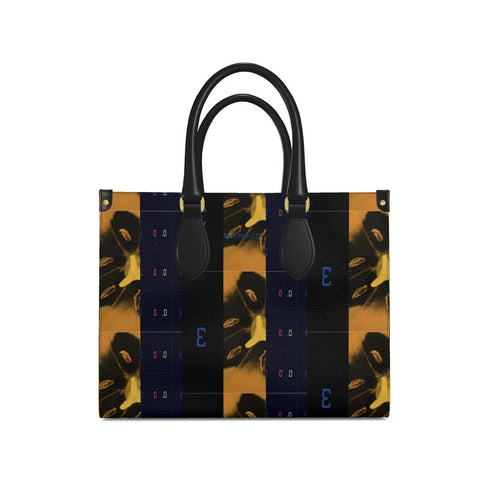 'Blackout-Blueprint' Stamen  Leather Shopper Bag