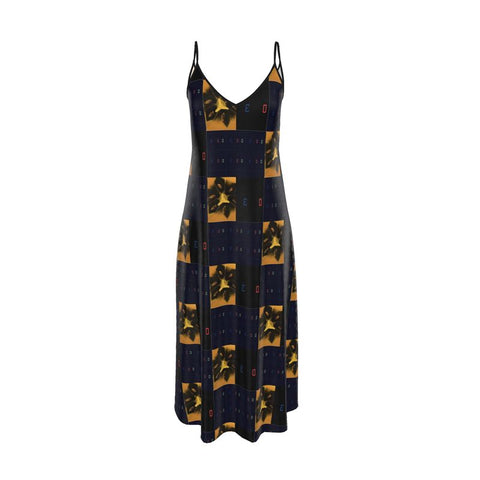 'Blackout-Blueprint' Stamen Slip Dress