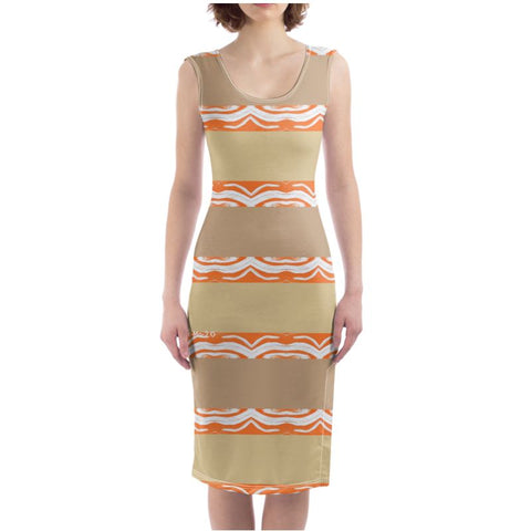 'Orange Swirl On The Beach' Bodycon Dress