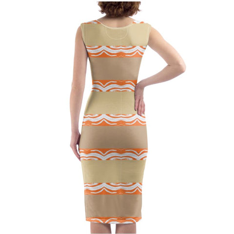 'Orange Swirl On The Beach' Bodycon Dress