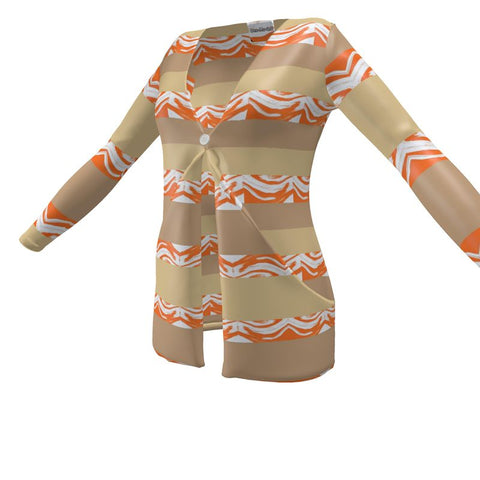 'Orange Swirl On The Beach' Cardigan w/ Pockets