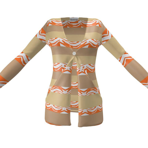 'Orange Swirl On The Beach' Cardigan w/ Pockets