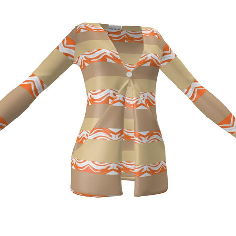 'Orange Swirl On The Beach' Cardigan w/ Pockets