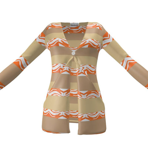 'Orange Swirl On The Beach' Cardigan w/ Pockets