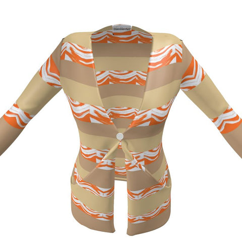 'Orange Swirl On The Beach' Cardigan w/ Pockets