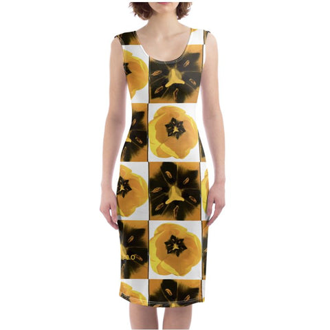 'Dua Tulipa' Nero-Amarillo Bodycon Dress