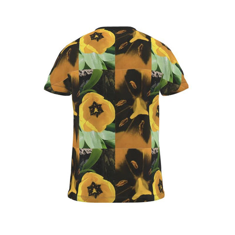 'Dua Tulipa' Nero Amarillo Cut & Sew All Over Print T-shirt