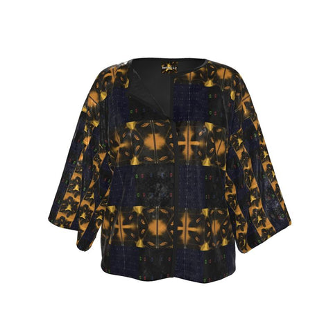 'Blackout-Blueprint' Stamen Mini Kimono Jacket