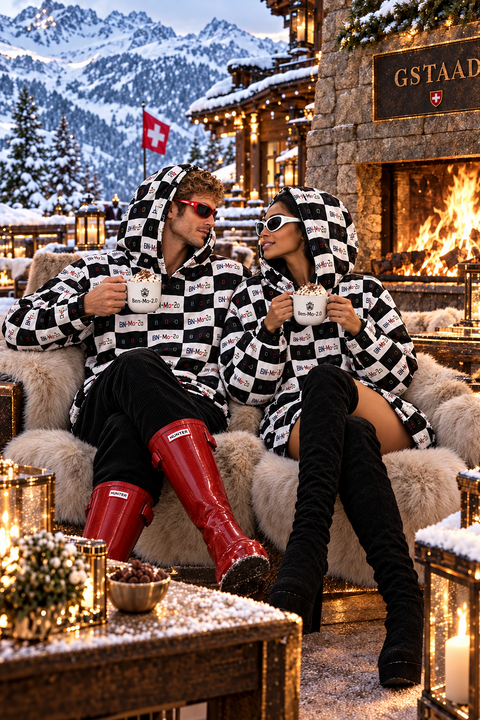'Logo Blocked Infinity' Unisex Sherpa Lined Hooded Blanket Coat
