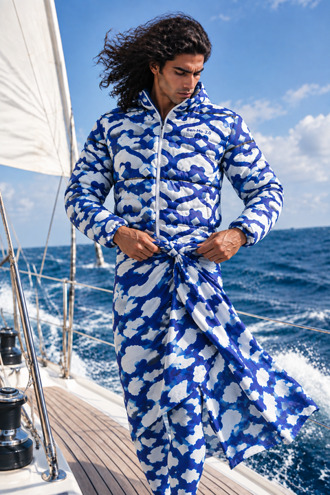 'Moroccaine Bleu' Unisex Puffer Jacket