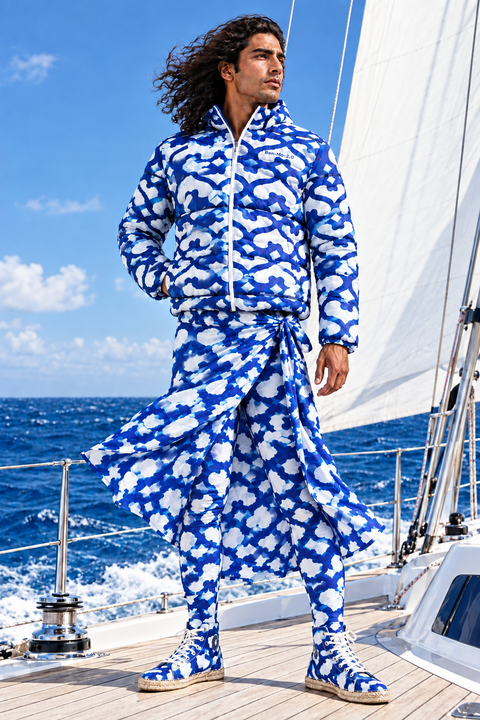 'Moroccaine Bleu' Unisex Puffer Jacket