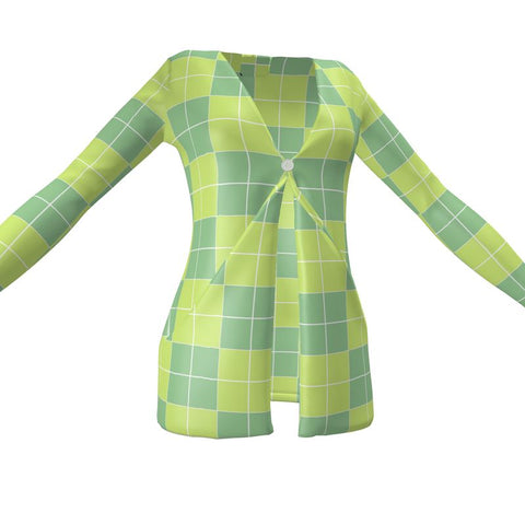 Sunrise 360 ‘Irish Tee Checkerboard' Ladies Cardigan w/ Pockets-Sample