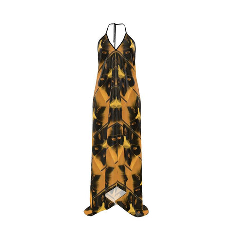'Una Tulipa Stamen' Halterneck Backless Dress